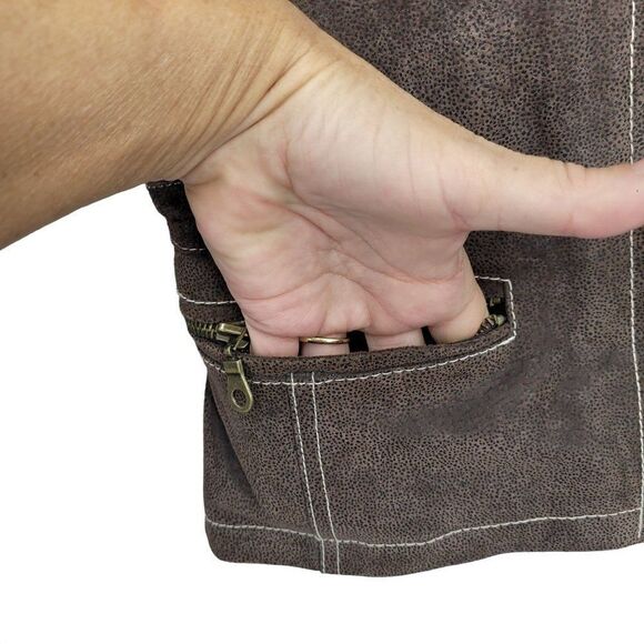 Vintage 80s Forenza Jacket Leather Western Cowgirl Cinched Waist Zip Up Brown S - Picture 9 of 13